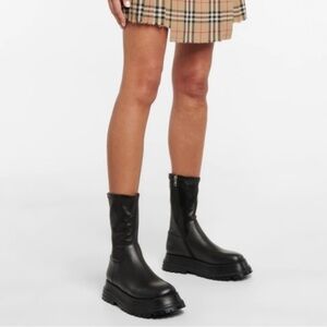 Burberry Black Leather “Hurr” Platform Boot